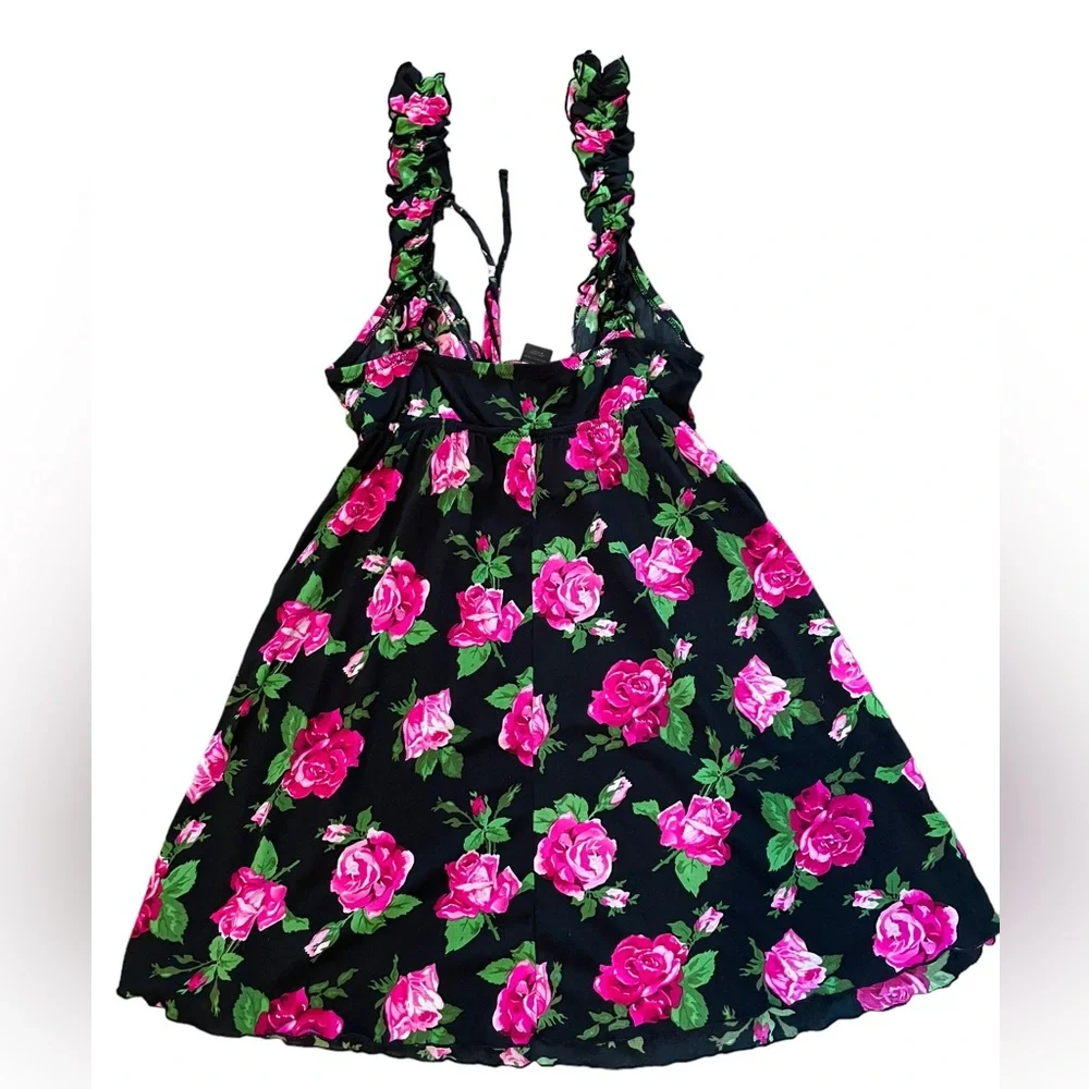 Smart & Sexy Sleepwear Vintage 90s Whimsygoth Romantic Rose Ruffle Slip Dress - Picture 6 of 8